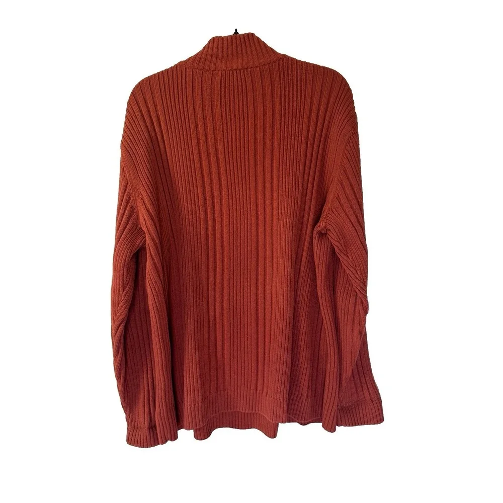 Vintage Y2K Wilke Rodriguez Men XL Ribbed Mockneck ¼ Zip Sweater Rust Y2K Street